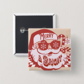 Retro Santa Merry en Bright Groovy Vierkante Button 5,1 Cm (Voorkant /achterkant)