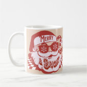 Retro Santa Merry, helder kerstroze rood Koffiemok (Links)