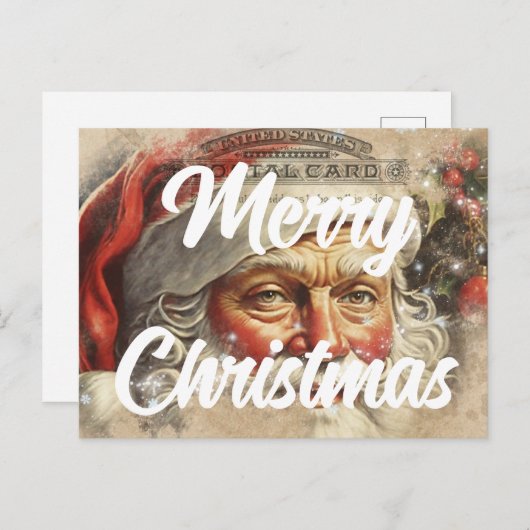 Retro Santa Merry Kerstmis Briefkaart (Voorkant / Achterkant)