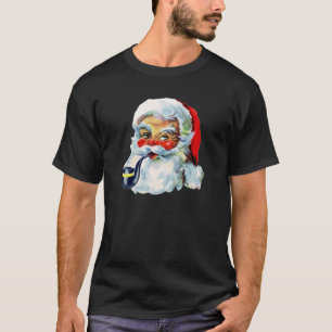 Retro Santa met Baard en pijp T-shirt