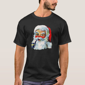 Retro Santa met Baard en pijp T-shirt
