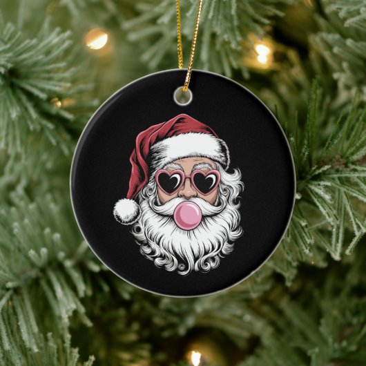 Retro Santa met bril blaast bubbel kerst Keramisch Ornament (Boom)