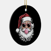 Retro Santa met bril blaast bubbel kerst Keramisch Ornament (Rechts)