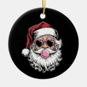 Retro Santa met bril blaast bubbel kerst Keramisch Ornament (Voorkant)