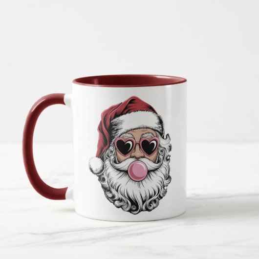 Retro Santa met bril blaast bubbel kerst Mok (Links)