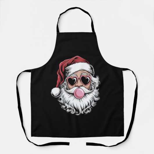Retro Santa met bril blaast bubbel kerst Schort (Voorkant)