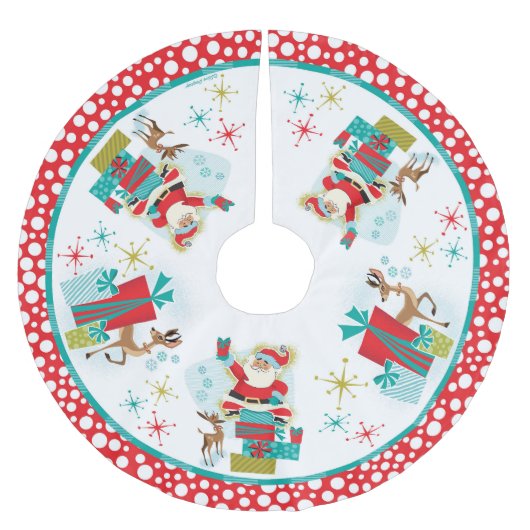 Retro Santa met geschenken Kerstboom Rok (Voorkant)