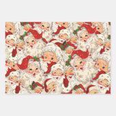 Retro Santa Mini Rode Kerstmis Inpakpapier Vel (Voorkant)