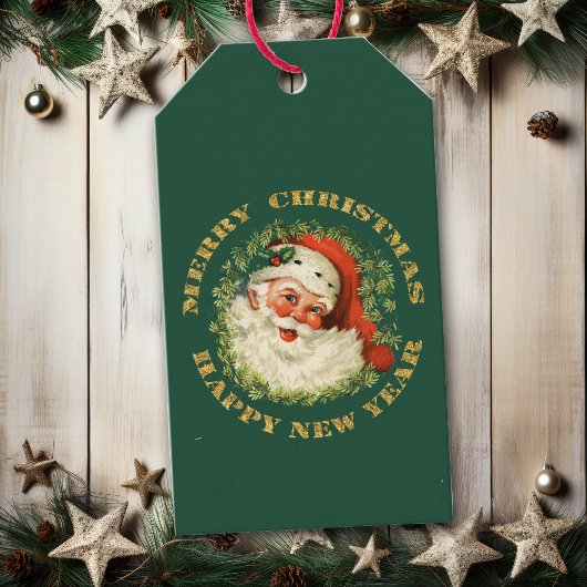 Retro Santa Persoonlijk Cadeaulabel