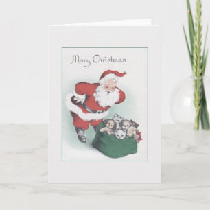 Retro Santa Pet Delivery-kerstkaart Feestdagen Kaart