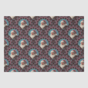 Retro Santa Pinkmas Mandala Art Deco Scallop Tissuepapier