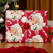  Retro Santa Red Christmas Inpakpapier Vel