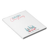 Retro Santa Reindeer Winter Forest Kerstnaam Notitieblok (Schuin)