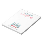 Retro Santa Reindeer Winter Forest Kerstnaam Notitieblok (Gedraaid)