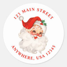 Retro santa retro adreslabel ronde sticker