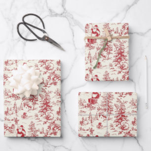 Retro Santa  Rode Kerstboom Toile Wrap Inpakpapier Vel
