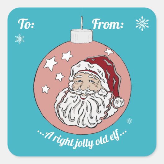 Retro Santa (rood) Vierkante Sticker (Voorkant)