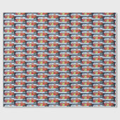 retro  Santa scene Holiday Cadeaupapier (Vlak)