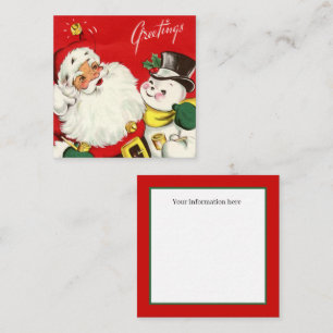 retro Santa sneeuwman voegt informatie toe Vierkante Visitekaartje