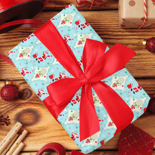 Retro Santa Speling Tennis Ogee Patroon Inpakpapier Vel