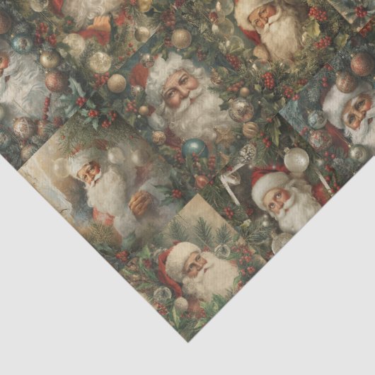 Retro Santa & Victorian Christmas Collage Tissuepapier (Detail)