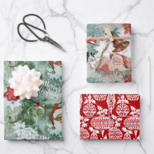 Retro  Santa Vignette Inpakpapier Vel