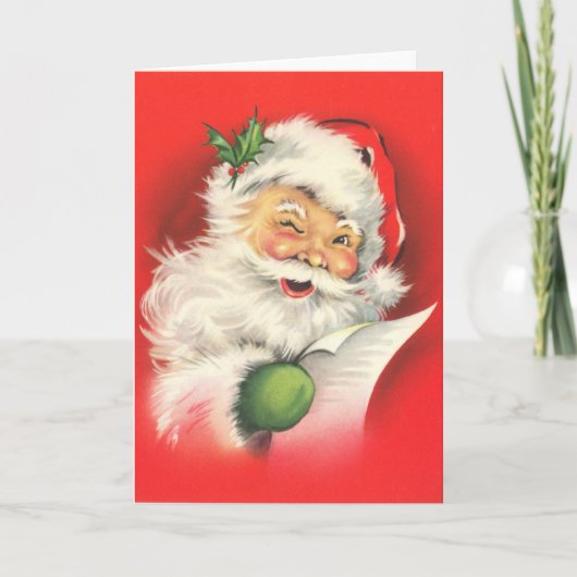 RETRO Santa Vintage Kerstmis Feestdagen Kaart (Voorkant)