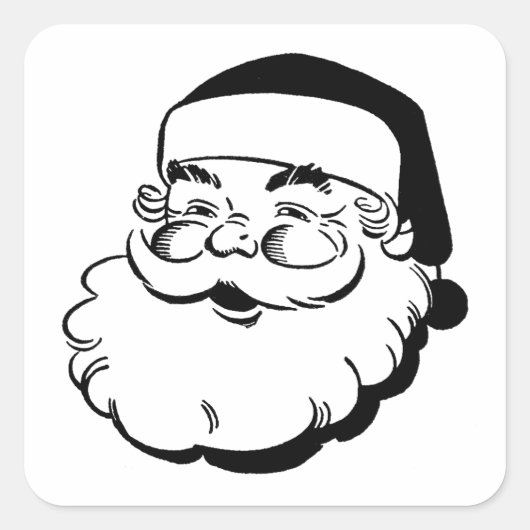Retro Santa White Vierkante Sticker (Voorkant)