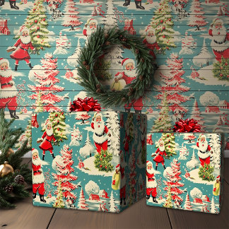 Retro Santa Wonderland 2 Cadeaupapier