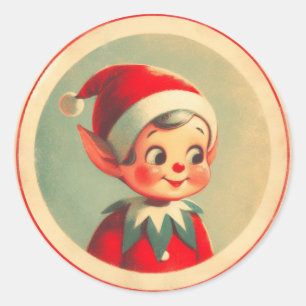 Retro Santa's Elf Vintage Kerstmis Ronde Sticker