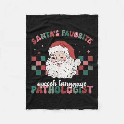 Retro Santa's Favorite Speech Language Christmas S Fleece Deken (Voorkant)
