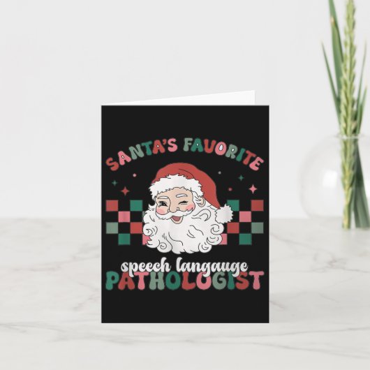 Retro Santa's Favorite Speech Language Christmas S Kaart (Voorkant)