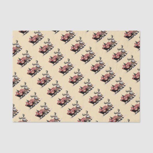 Retro Santa's Sleigh Christmas Tissuepapier (Voorkant)