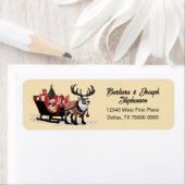 Retro Santa's Sleigh Return-adreslabel Etiket (Insitu)