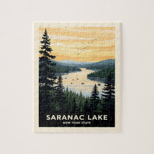 Retro Saranac Lake   New York Reizen Legpuzzel