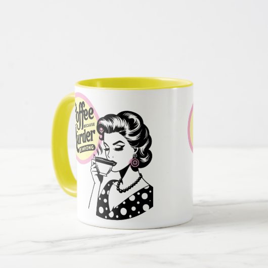 Retro Sarcastische Mok - Koffie omdat (Voorkant links)