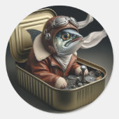 Retro Sardine Pilot Funny Sea Sticker (Devant)