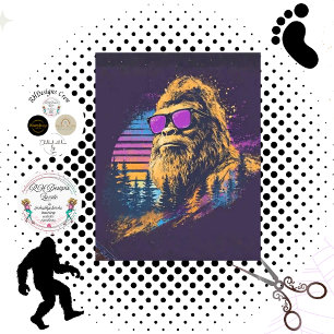 Retro Sasquatch Bigfoot Paarse Zonnebril Decoupage Tissuepapier