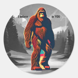 Retro Sasquatch Mysterieuze Toekomst Bigfoot Ronde Sticker