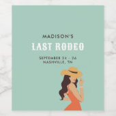 Retro Sassy Laatste Rodeo Roze Groene Bachelorette Wijn Etiket (Enkel label)