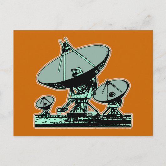 Retro Satellite Dish Grafisch Briefkaart (Voorkant)