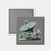 Retro Satellite Dish Grafisch Magneet (Voorkant / Achterkant)
