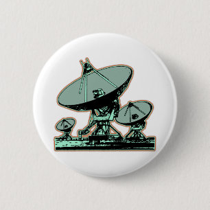 Retro Satellite Dish Grafisch Ronde Button 5,7 Cm