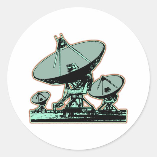 Retro Satellite Dish Grafisch Ronde Sticker (Voorkant)