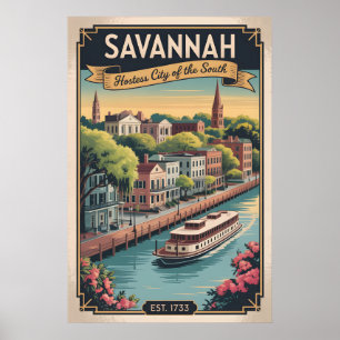 Retro Savannah Georgia Reizen Poster
