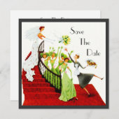 Retro SAVE THE DATE AANKONDIGING GEMAKKELIJK aan t (Voorkant / Achterkant)