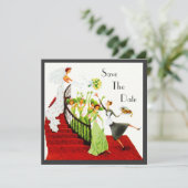 Retro SAVE THE DATE AANKONDIGING GEMAKKELIJK aan t (Staand voorkant)