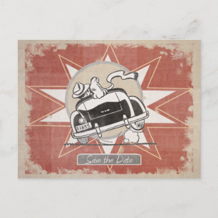 Retro Save the Date-ansichtkaarten   Leuk! Aankondigingskaart