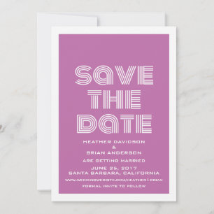Retro Save the Date Uitnodiging, Fuchsia Kaart