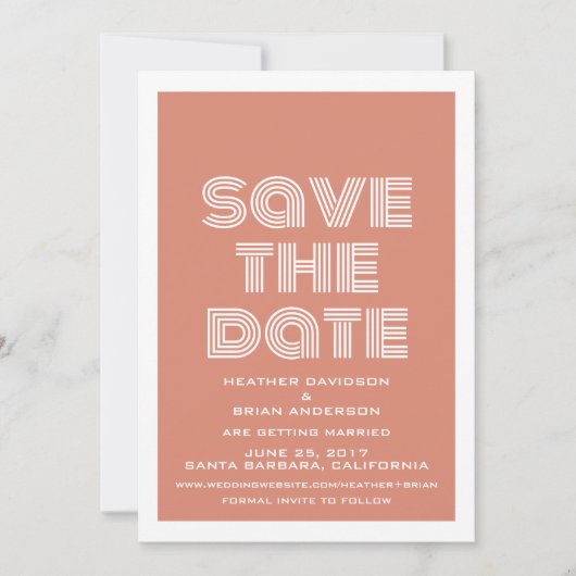 Retro Save the Date-uitnodiging, oranje Save The Date (Voorkant)